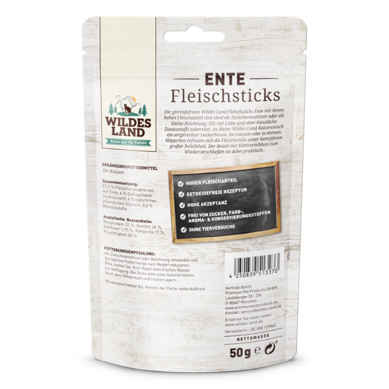 Wildes Land Fleischsticks Ente 50g – Bild 2