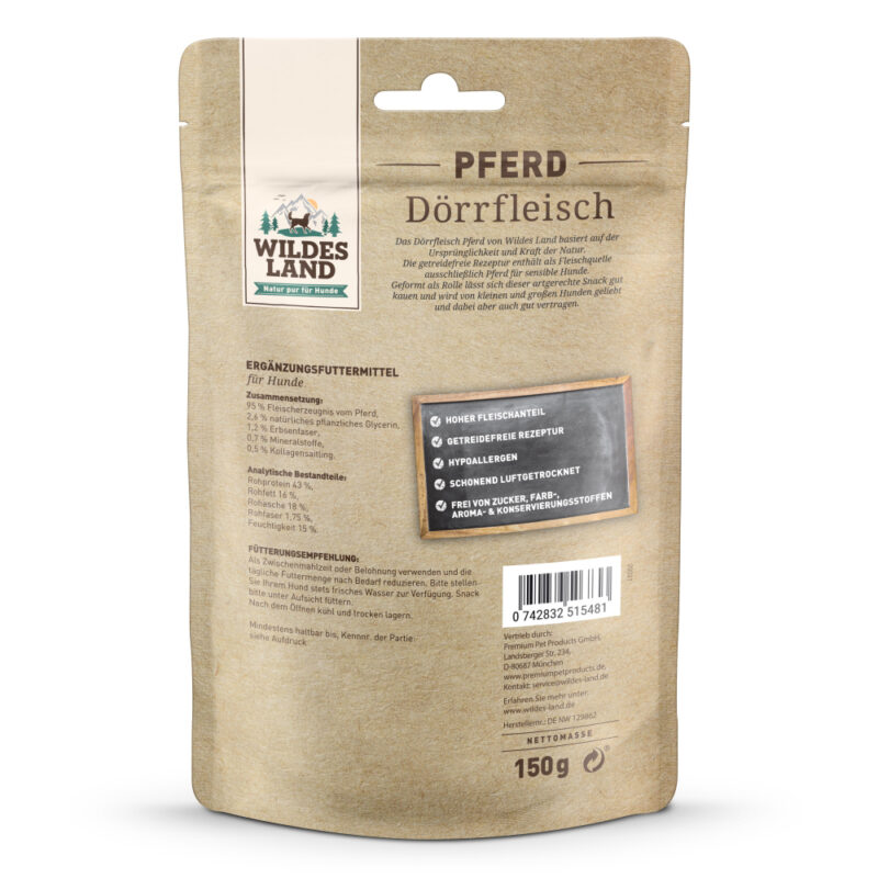 Wildes Land Dörrfleisch (7x Pferd) 150g – Bild 2