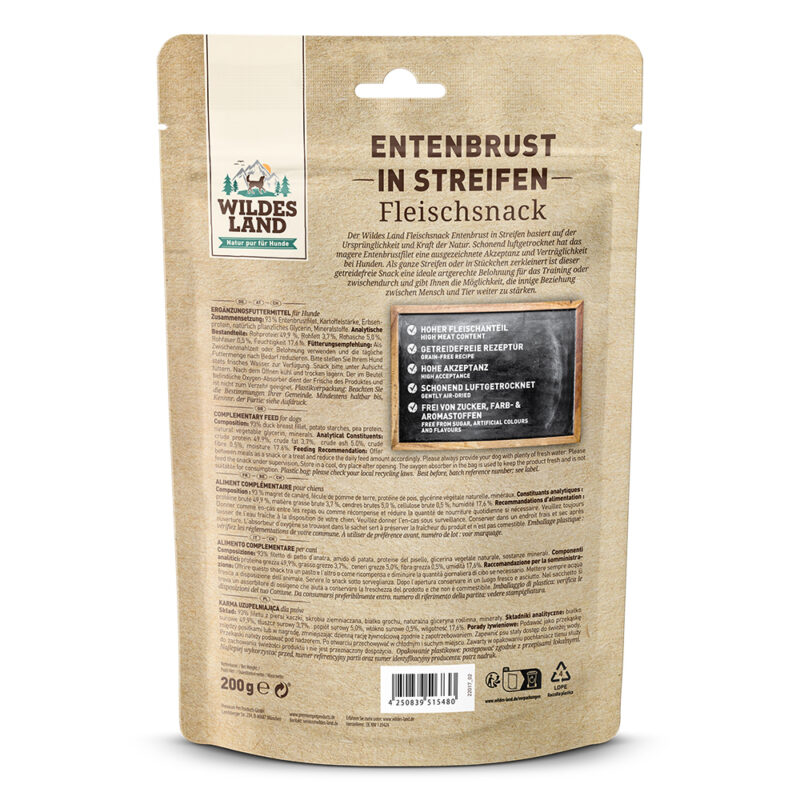 Wildes Land Fleischsnacks Entenbrust in Streifen 200g – Bild 2